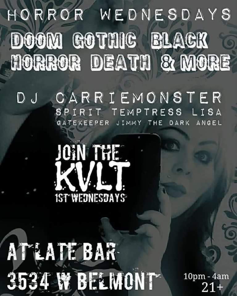 Aug 7 – DJ Carrie Monster: Horror Wednesday (LateBar)