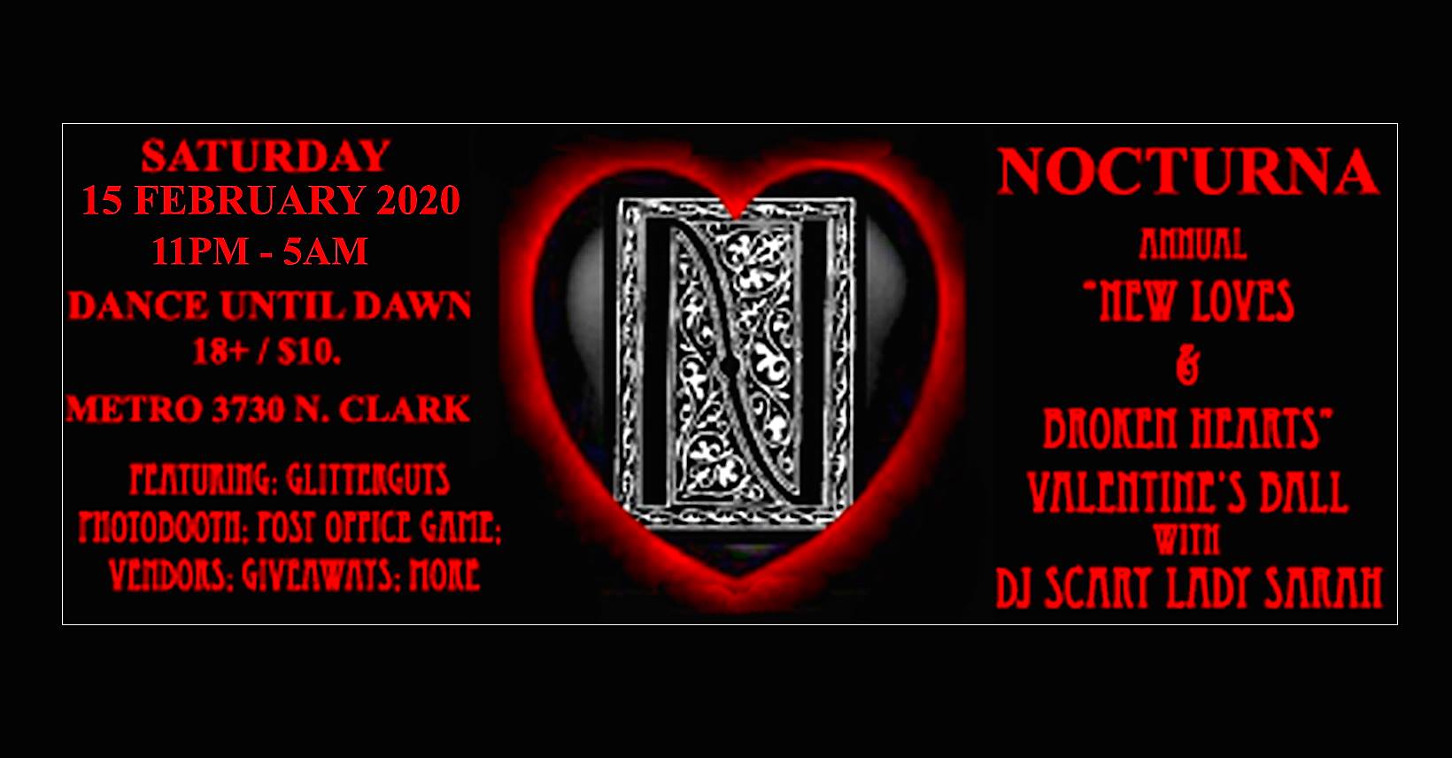 FEB 15 – Nocturna Valentine’s Ball w/ Scary Lady Sarah